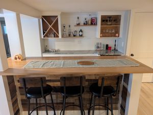 Custom built-in cabinetry with open shelving